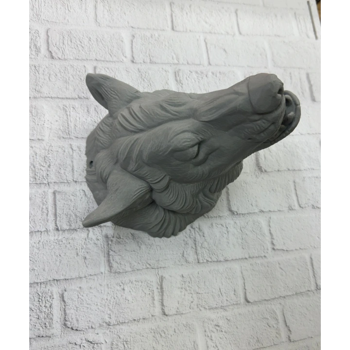 BFS Kurt Başı Duvar Aksesuarı Gri Renk Asılabilir Hediyelik Figür