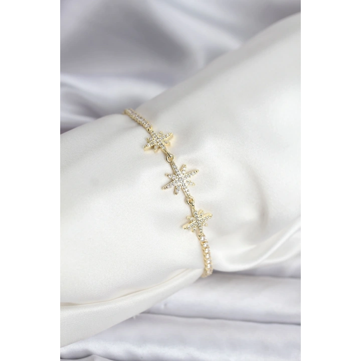 BFS Kutup Yıldızı Model Zirkon Taşlı Gold Renk Su Yolu Kadın Bileklik