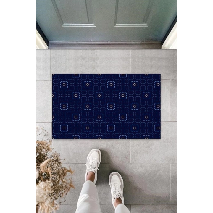 BFS Lacivert Kapı Önü Paspası Geometrik Desen  K-3256