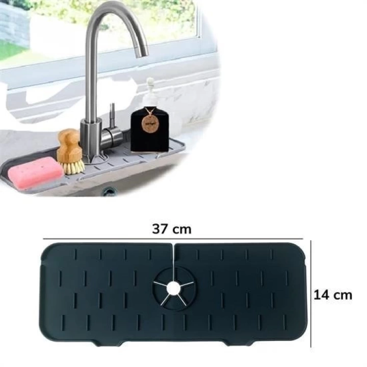 BFS  Lavabo İçin Silikon Esnek Mat Musluk Sapı Damlama Tutucu Raf Mutfak Tezgahı Sıçrama Koruma