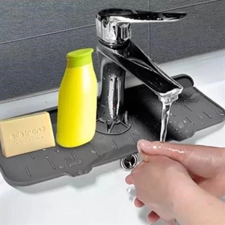 BFS  Lavabo İçin Silikon Esnek Mat Musluk Sapı Damlama Tutucu Raf Mutfak Tezgahı Sıçrama Koruma