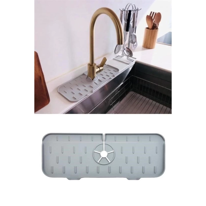 BFS  Lavabo İçin Silikon Esnek Mat Musluk Sapı Damlama Tutucu Raf Mutfak Tezgahı Sıçrama Koruma