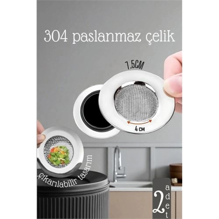BFS  Lavabo Süzgeci - 7.5 cm Çap 2 Lİ SET Gider Sügeci Lavabo Süzgeci