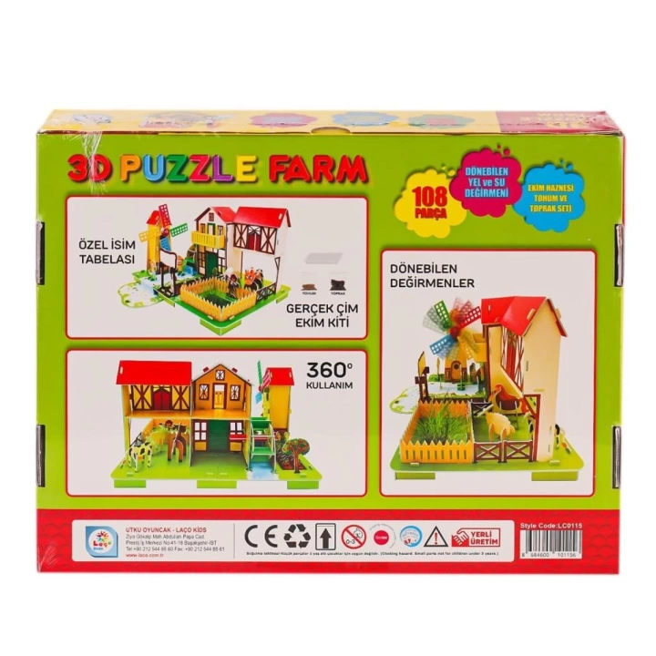 BFS   LC0115 3D Boyutlu Çiftlik Puzzle -Laçokids