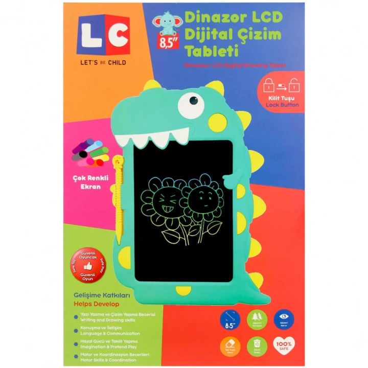 BFS   LCD Dijital Renkli Dinozor Çizim Tableti 8,5 İnç