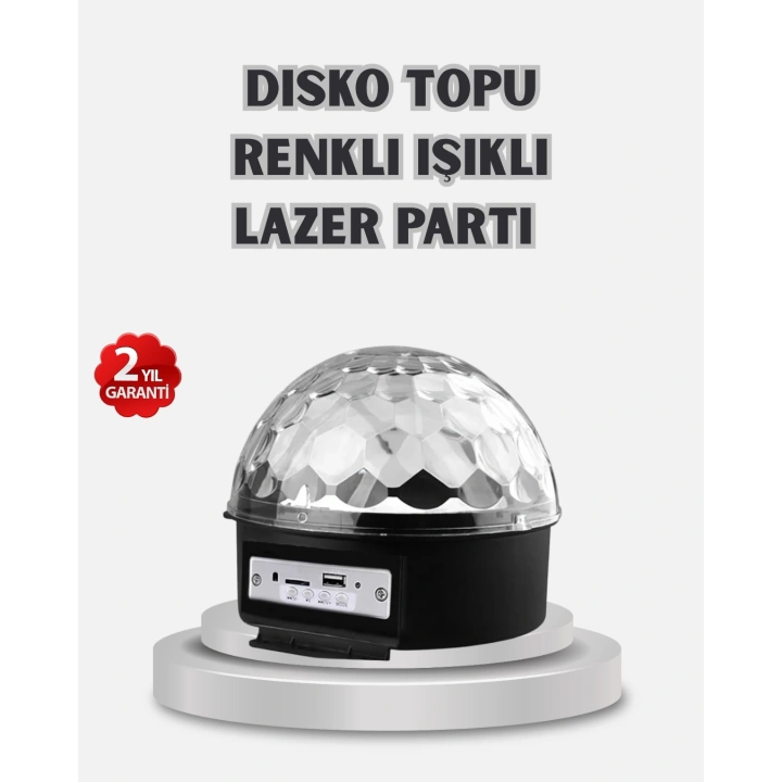 BFS LED Disko Küresi Bluetooth Hoparlörlü Ritimle Senkronize Döner Işıklı