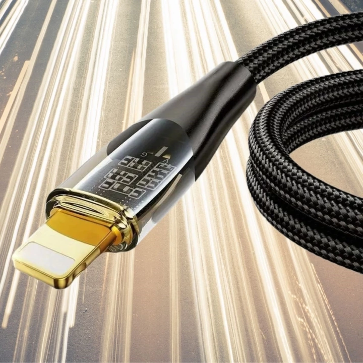 BFS  Led Işık Uçlu Sağlam İp Kablolu USB to Lightning Hızlı Şarj Kablosu