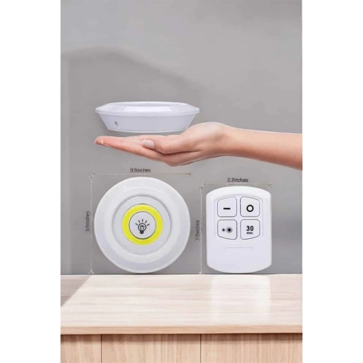 BFS Led Lamba 3lü Uzaktan Kumandalı Yapışkanlı Beyaz Işık
