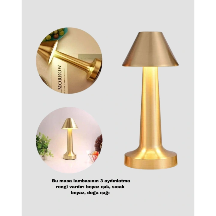 BFS LED Masa Lambası 3 Renk Ayarlı Şarjlı Kablosuz Modern Tasarım