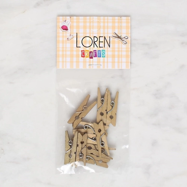 BFS LOREN CRAFTS 10 LU ALTIN RENK MİNİ MANDAL