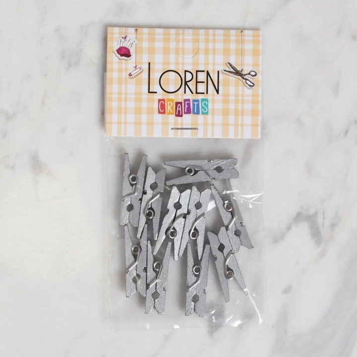BFS LOREN CRAFTS 10 LU GÜMÜŞ RENK MİNİ MANDAL