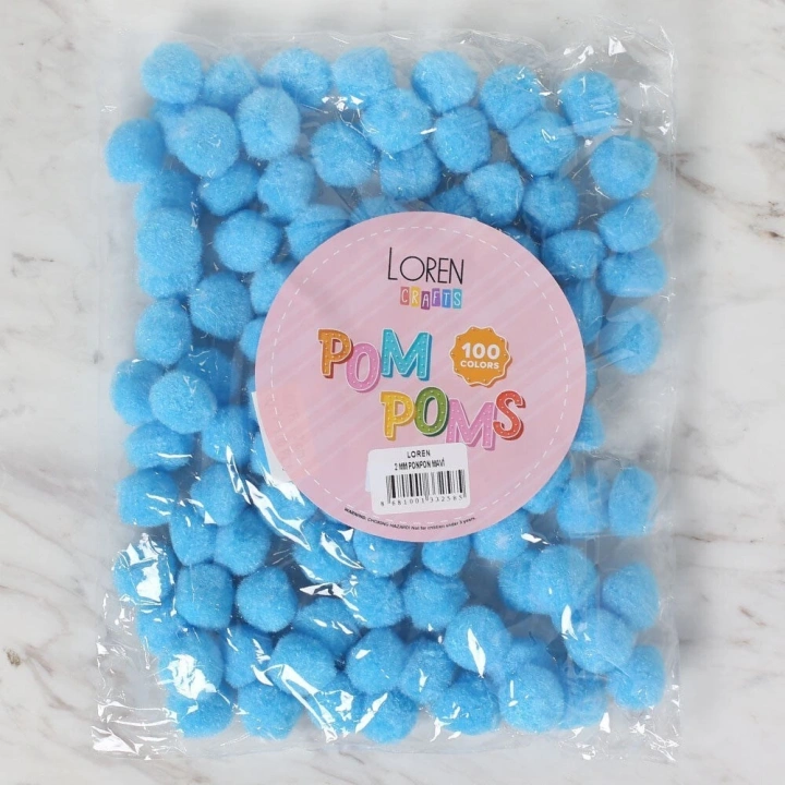 BFS LOREN CRAFTS 2 CM 100 ADET MAVİ PONPON