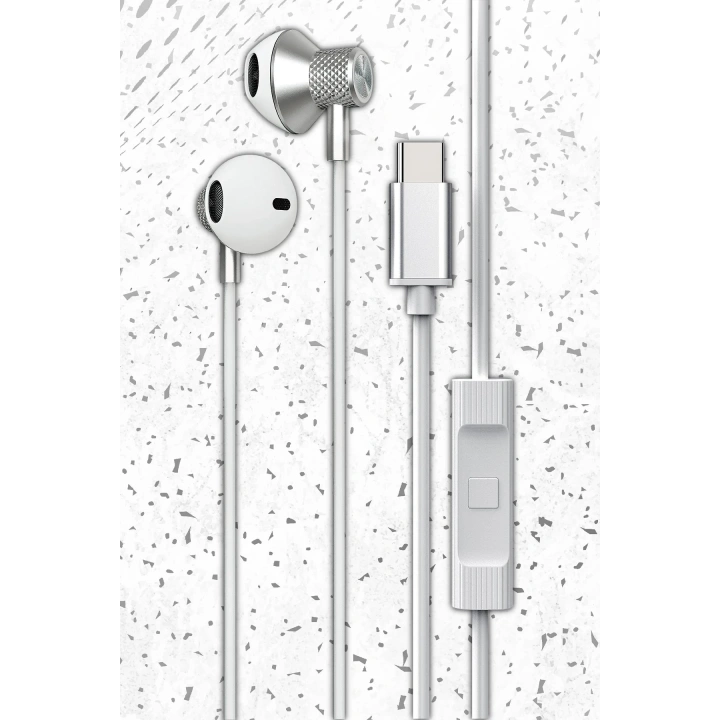 BFS  LS-730 1.2M iPhone 15 Serisi ile Uyumlu Type-C Kablolu Kulaklık - Gümüş