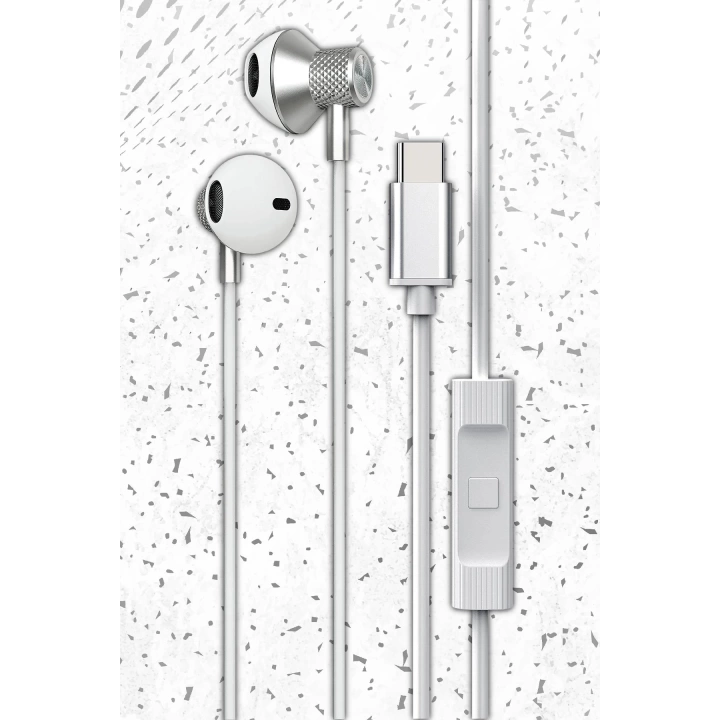 BFS LS-730 1.2M iPhone 15 Serisi ile Uyumlu Type-C Kablolu Kulaklık - Gümüş
