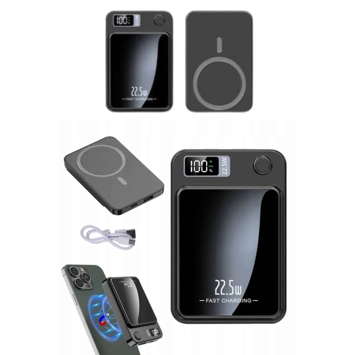 BFS Magsafe Powerbank 10.000 mAh 22.5 Watt Hızlı Şarj Göstergeli Kablosuz Taşınabilir Şarj