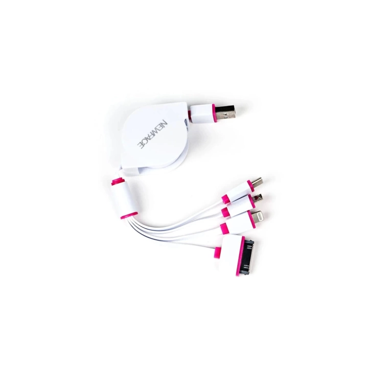 BFS Makaralı 4in1 USB Kablo - Pembe