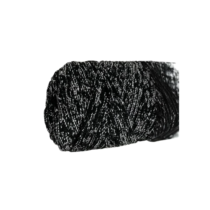 BFS Makrome İpi 3mm Polyester Siyah Gümüş  Simli
