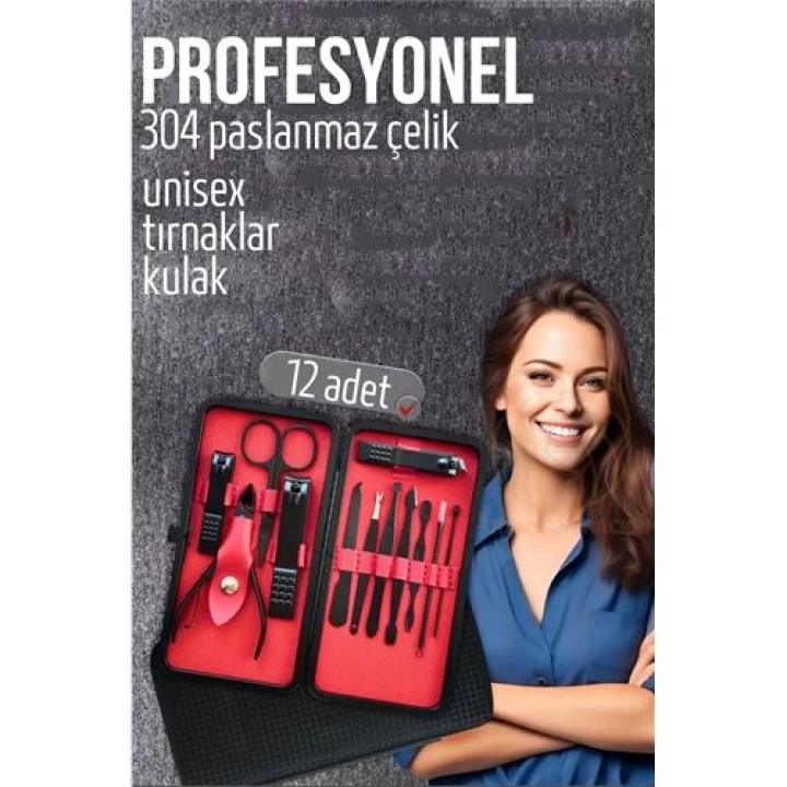 BFS  Manikür Seti Pedikür Kulak Yüz Bakım Kiti Profesyonel 304 Çelik Siyah