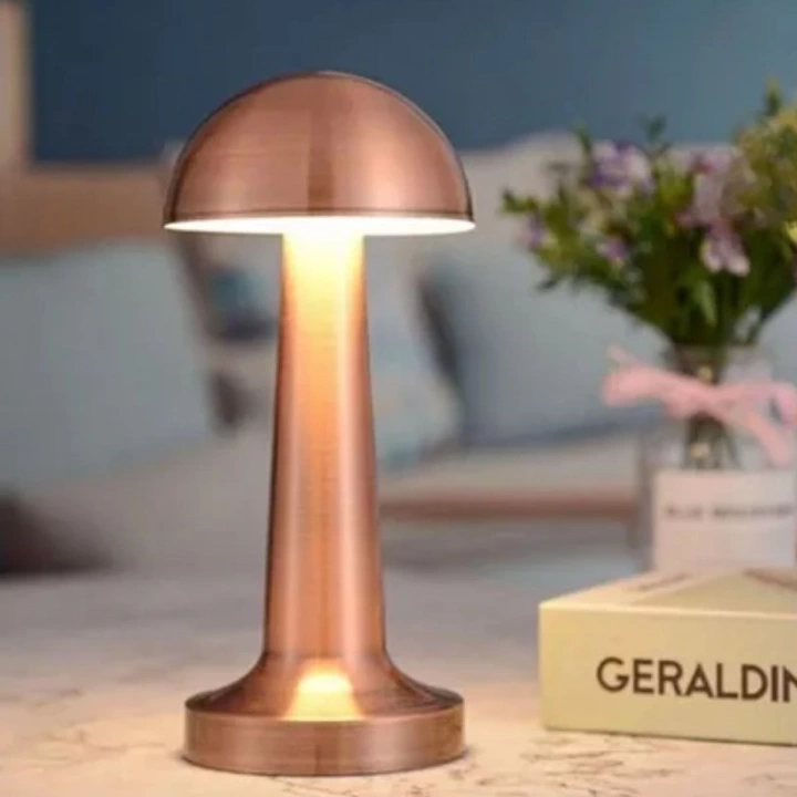 BFS  Mantar Model Bronz Renk Şarjlı Dokunmatik 3 Renkli LED Masa ası