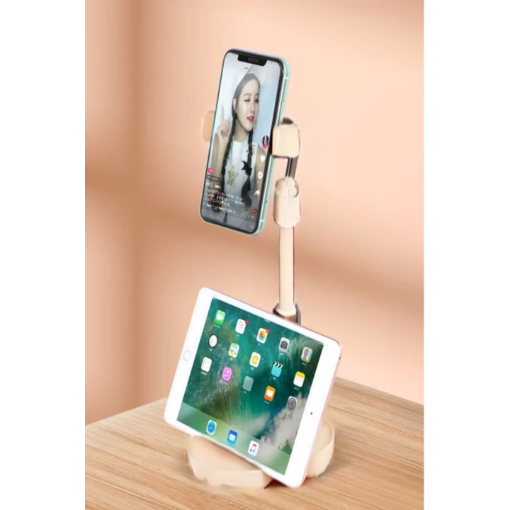 BFS   Masa Üstü Tablet ve Telefon Tutucu Plastik Aparat Beyaz Telefon Standı