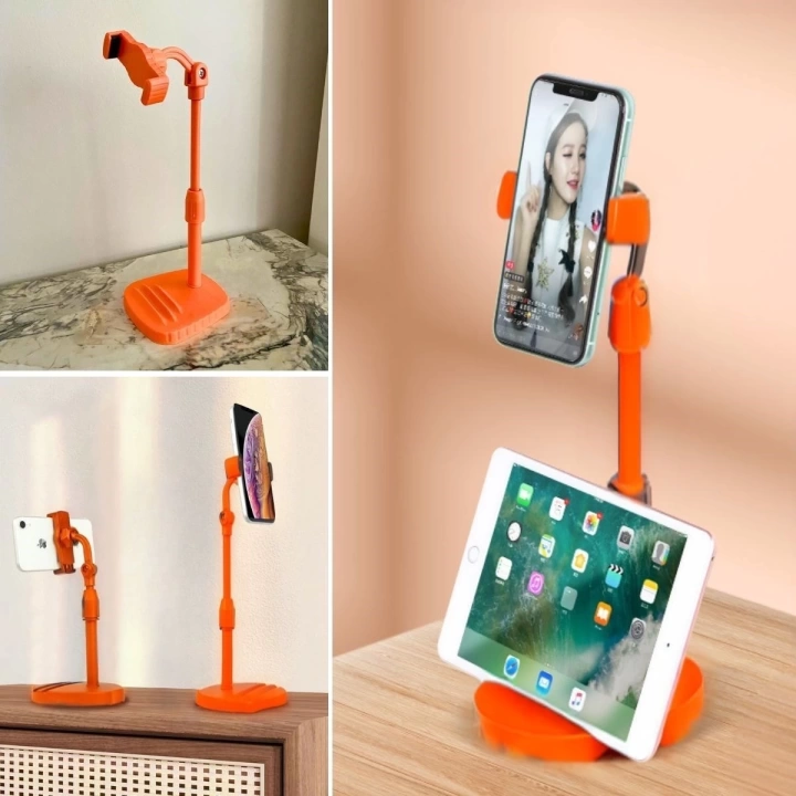 BFS   Masa Üstü Tablet ve Telefon Tutucu Plastik Aparat Turuncu Telefon Standı