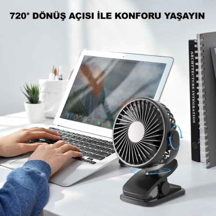 BFS Masaüstü Şarjlı Klipsli Portatif Fan