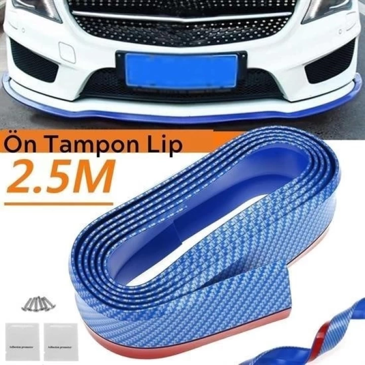 BFS  Mavi 2,5 Metre Araba Oto Ön Tampon Koruyucu Kauçuk Pratik Tampon Şerit Bant Döşeme Kiti