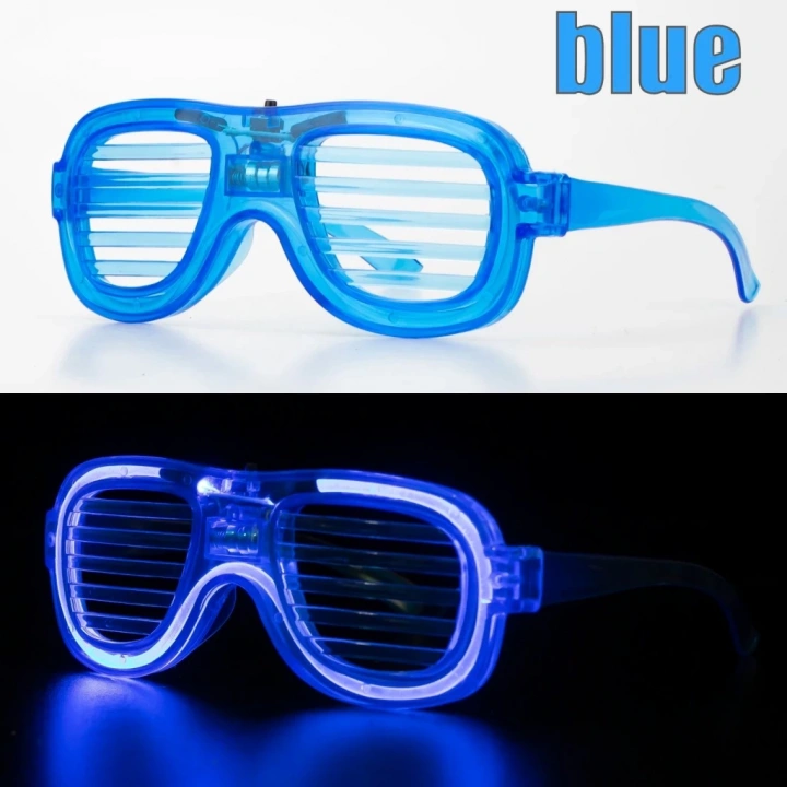 BFS  Mavi Led Işıklı Parti Gözlüğü - Neon Glow Şerit Gözlük 3 Modlu