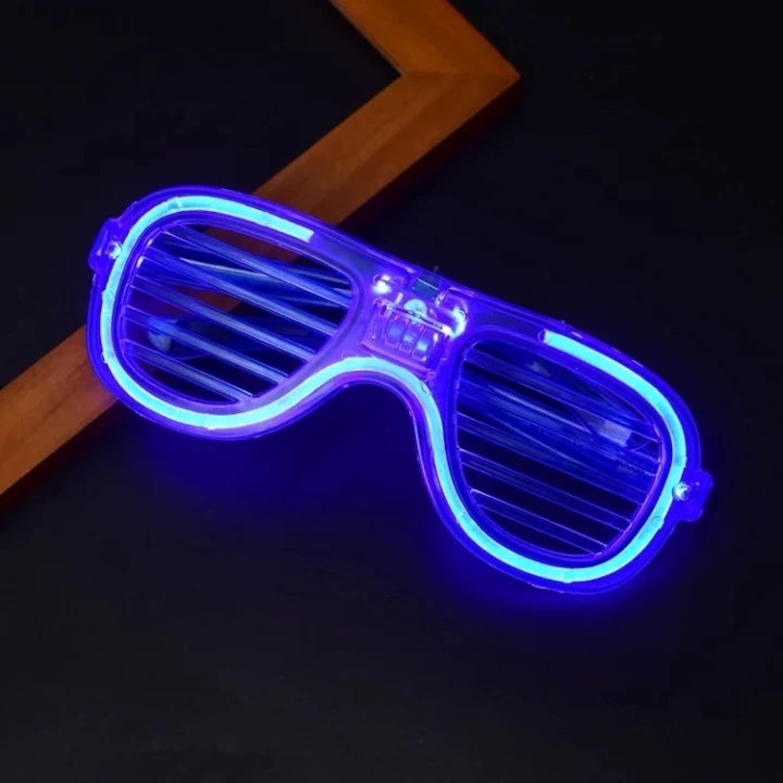 BFS Mavi Led Işıklı Parti Gözlüğü - Neon Glow Şerit Gözlük 3 Modlu