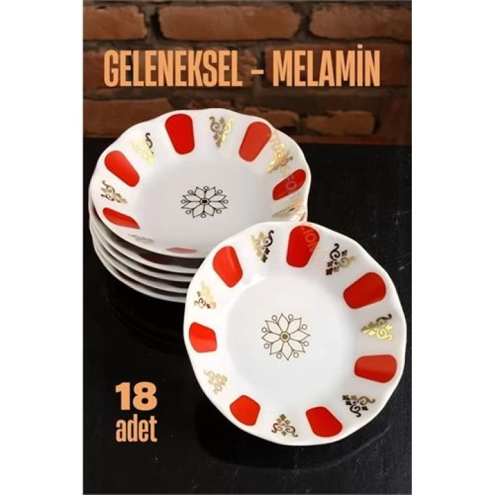 BFS Melamin Çay Tabağı 18 Adet Geleneksel Türk Çay Bardağı Altlığı