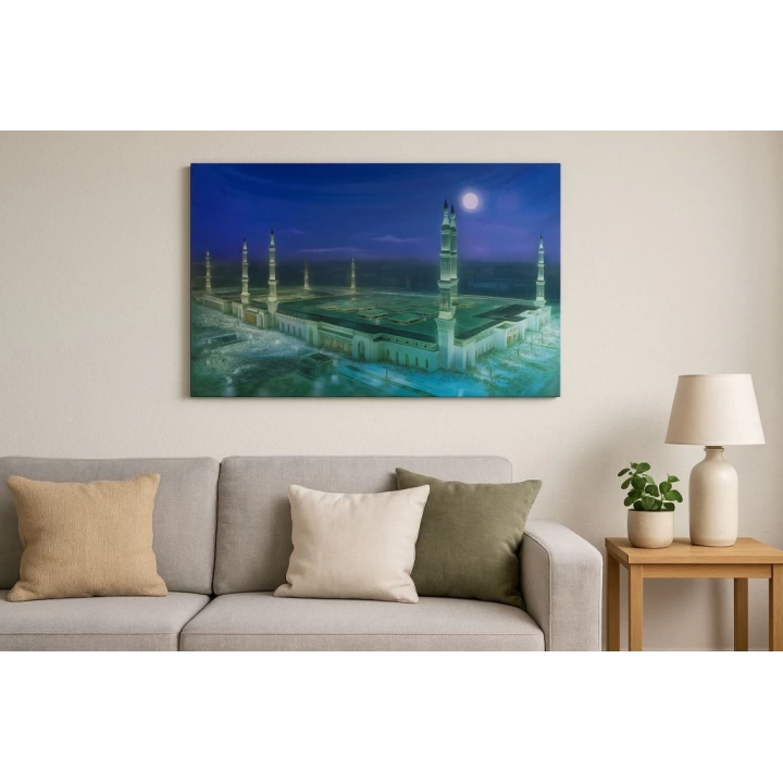 BFS  Mescid-i Nebevi Duvar Tablosu Resmi - İslami Hediye Seçeneği 40x60 cm