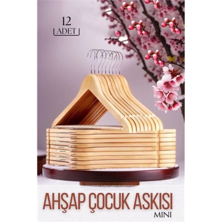BFS Mini Ahşap Çocuk Elbise Askısı 12 ADET