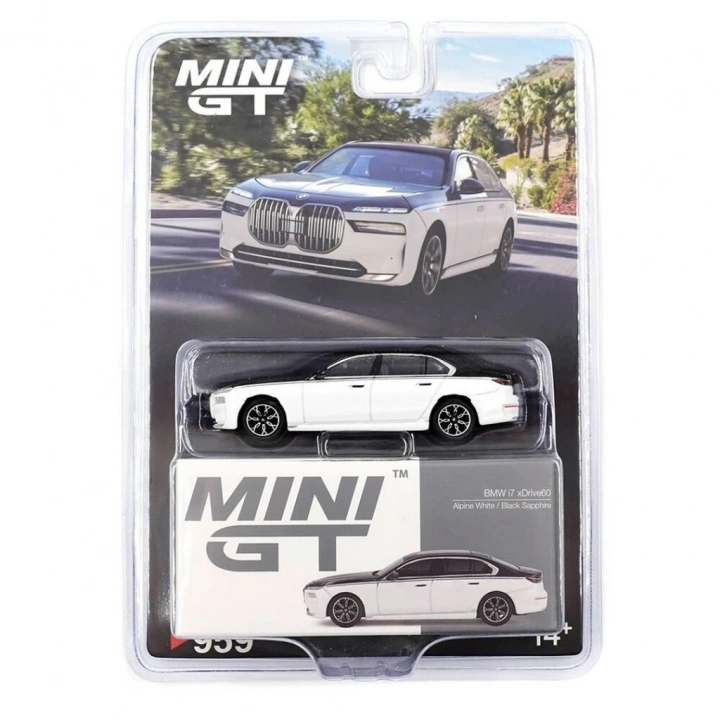 BFS  Mini GT 1/64 BMW i7 xDrive60 Alpine White / Black Sapphire - Blister Paket