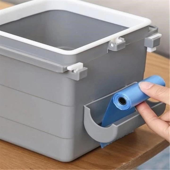 BFS  Mini Masa Çöp Kovası Plastik Tezgah Altı Geri Çekilebilir Yapışkanlı Görünmez Bölme Pratik