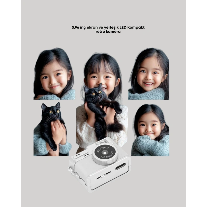 BFS Mini Retro Dijital Kamera 1080P Full HD Dahili 128GB Hafızalı