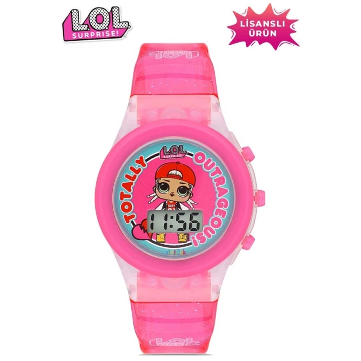 BFS   MiniFlak Lisanslı LOL Surprise LOL7210 Çocuk Pembe Işıklı Çocuk Kol Saati