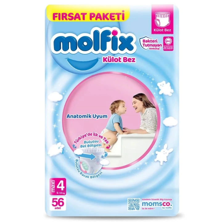 BFS   Molfix Külot Bez Fırsat Paketi 4 Beden 9-14 Kg 56 Adet