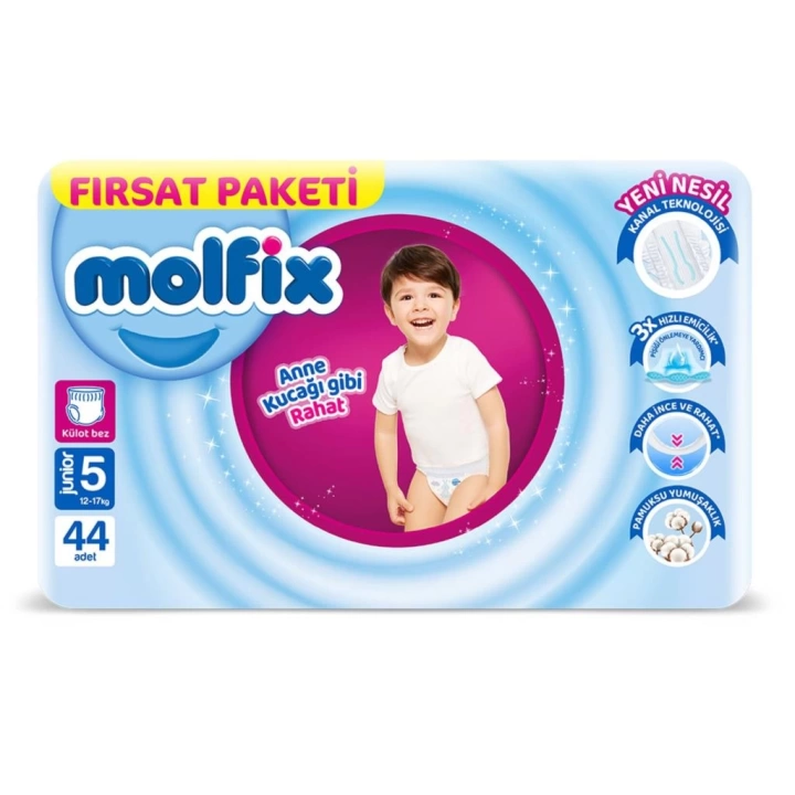BFS   Molfix Külot Bez Fırsat Paketi 5 Beden 12-17 Kg 44 Adet