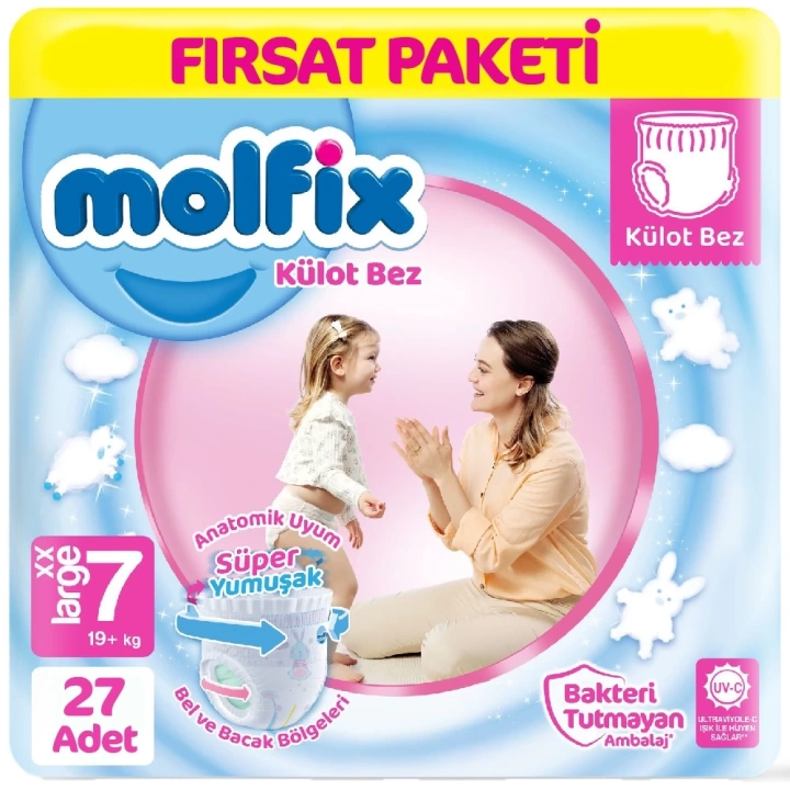 BFS   Molfix Külot Bez Fırsat Paketi 7 Beden 19+ Kg 27 Adet