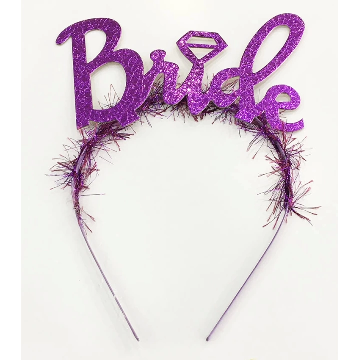 BFS  Mor Renk Bekarlığa Veda İtalik Yazı Alyanslı Bride Taç