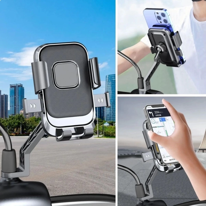 BFS  Motor,Motosiklet,Bisiklet ,Scooter İçin 360 Derece Dönebilen Dikiz Aynası Versiyonu Telefon Tutucu Aparat