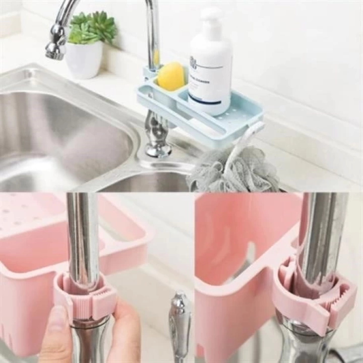 BFS  Musluğa Takılan Sünger Havlu Askılı Sabun Hazneli mutfak Banyo Lavabo Düzenleyici Organizer