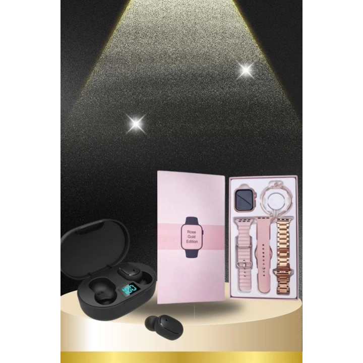 BFS Nabız Ölçer Hediye Bileklikli Akıllı Saat ve Dijital Göstergeli Bluetooth Kulaklık Çoklu Şarj Girişi