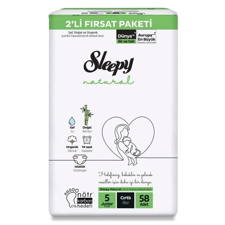 BFS    Natural Bebek Bezi 2Li Fırsat Paketi 5 Beden 58 Adet