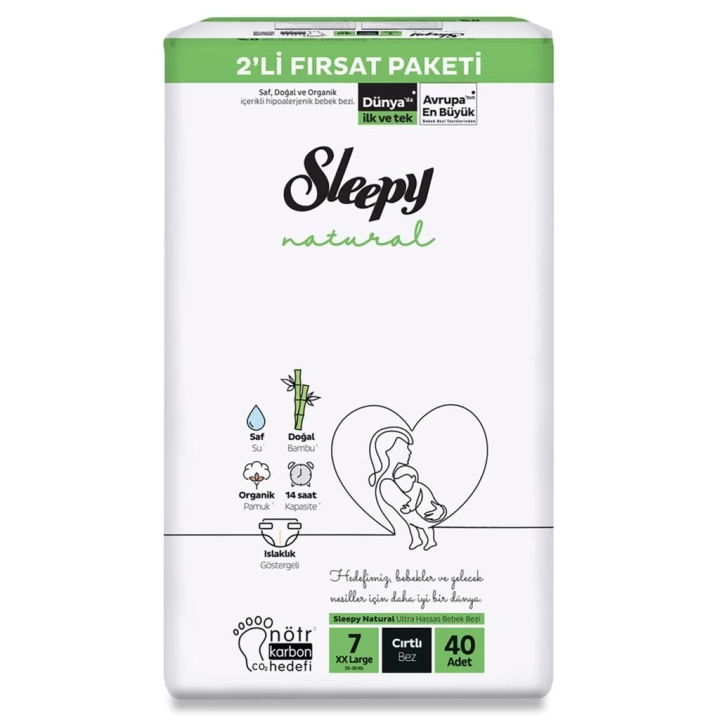 BFS    Natural Bebek Bezi 2Li Fırsat Paketi 7 Beden 40 Adet