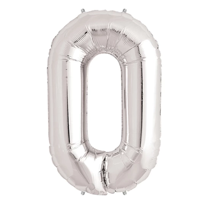 BFS Nessiworld  0 Rakam Folyo Balon Gümüş  40 inç
