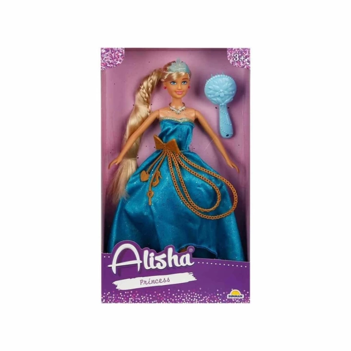 BFS Nessiworld 0835 SUN-RST-SIS-MNK Alisha Prenses Uzun Saçlı Aksesuarlı Bebek Set 29 cm 3renk -Sunman