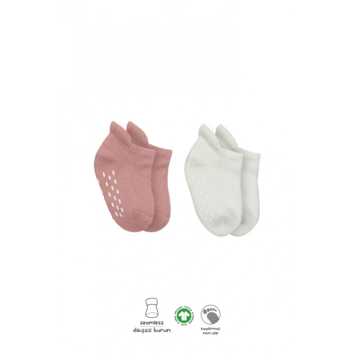 BFS NessiWorld 2Li Altı Havlu Sneakers Kaymaz Çorap 20501 Ekru Pudra