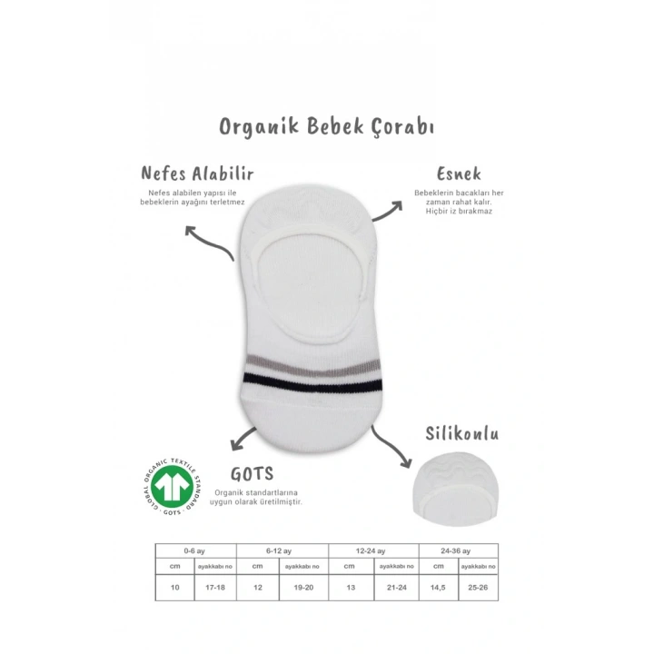 BFS NessiWorld 2Li Penye Babet Silikon Çemberli Çorap 30102 Gri Beyaz