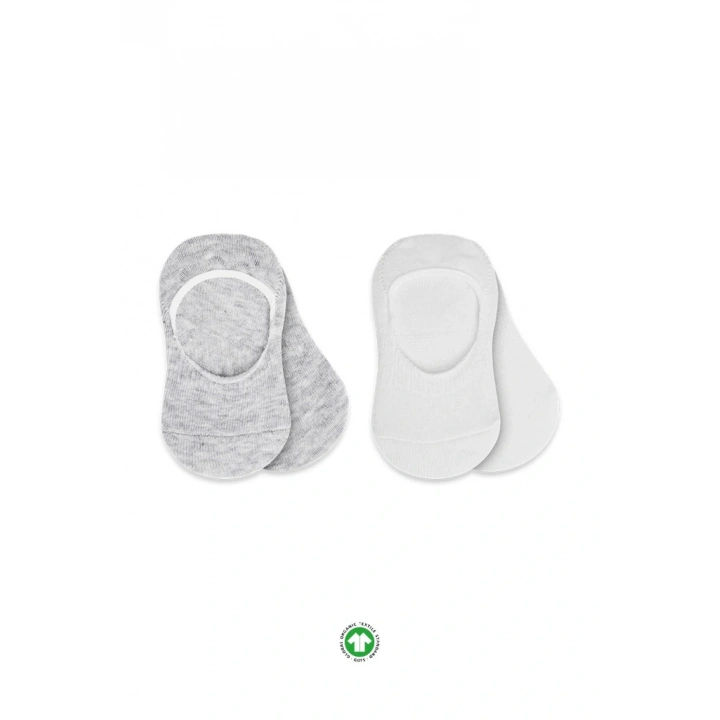 BFS NessiWorld 2Li Penye Babet Silikonlu Basic Çorap 30104 Gri Beyaz